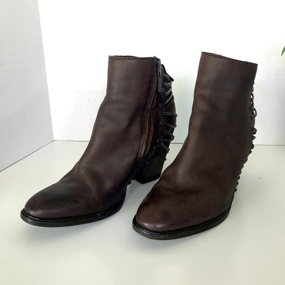 Dolce Vita Harvie Brown Ankle Boots Lattice  Moto - Picture 6 of 12